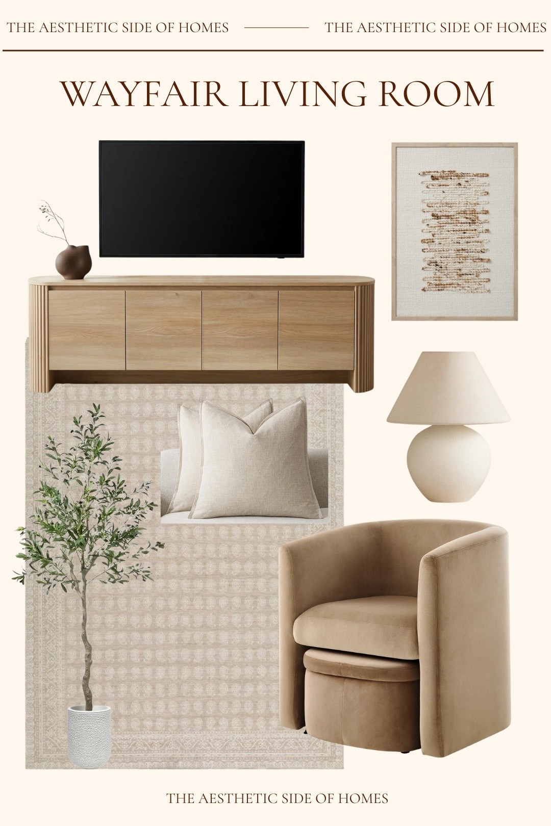 This wayfair living room is perfect for a neutral makeover. I love the texture and color of the chair with the rug  

#LTKSeasonal #LTKHome