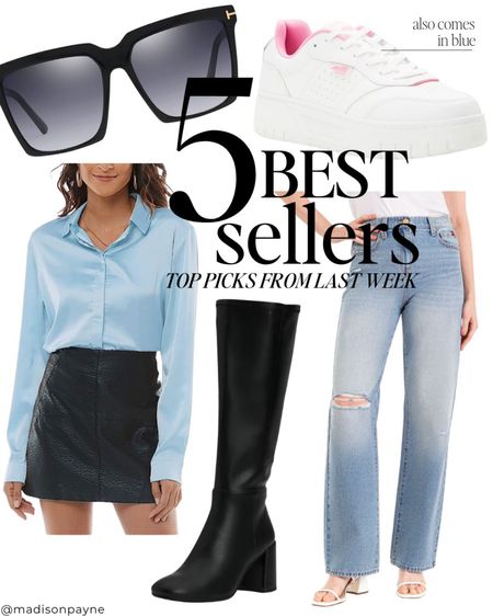 Last week’s best sellers 🥰 the sunglasses are a look for less for Tom Ford’s Faye sunglasses. The sneakers are a similar look to Adidas and also come in blue. The satin shirt is a look for less for Vince, fits tts. The riding boots are a look for less for Dolce Vita; budget boots won’t stay in stock for long! And the wide leg jeans are under $25, fit tts

#LTKSeasonal #LTKunder50 #LTKstyletip