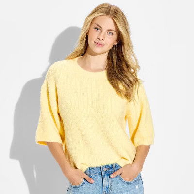 Women's Short Sleeve Crewneck Pullover Sweater - Wild Fable™ Yellow S | Target