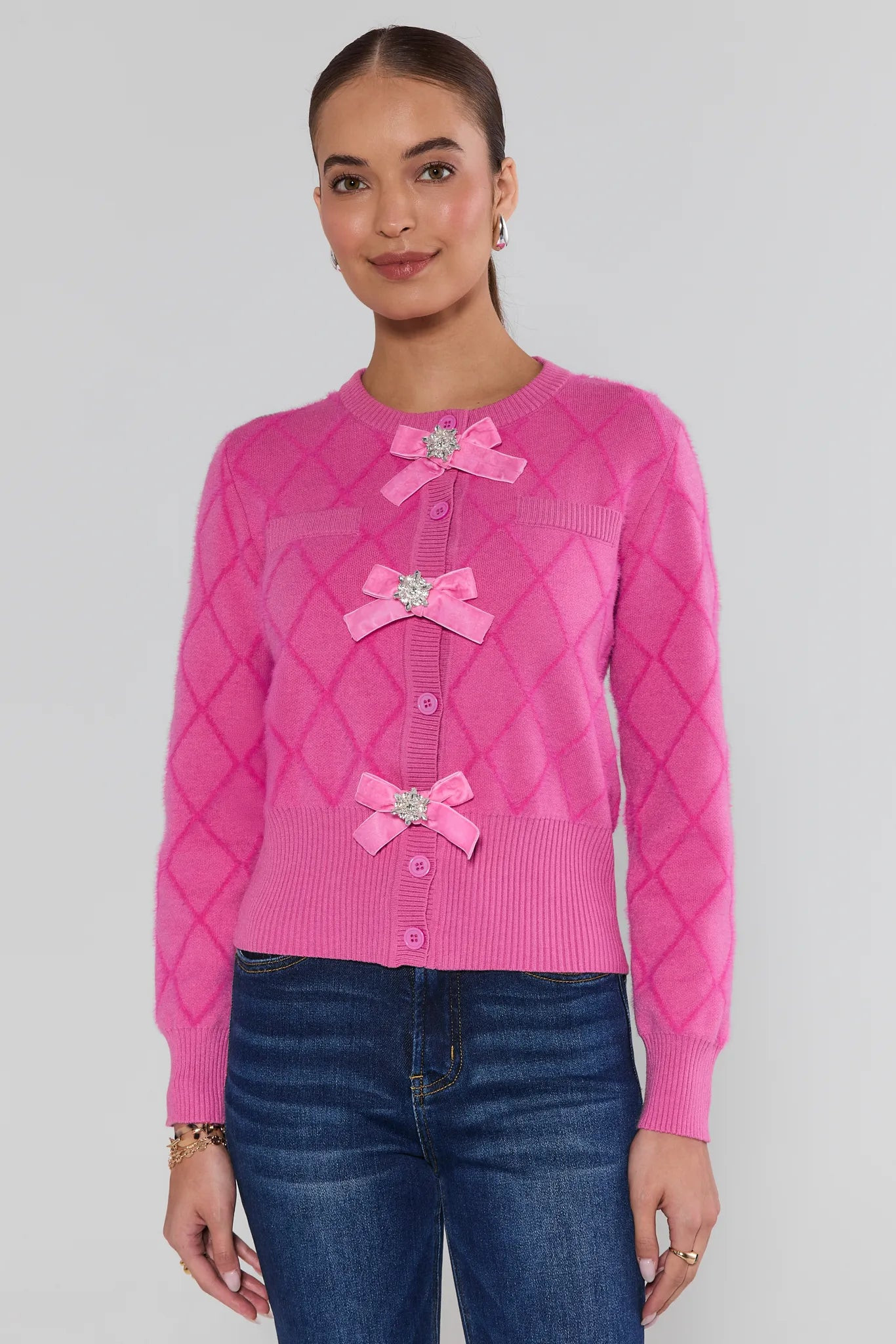 Emily Pink Bow Cardigan | Avara