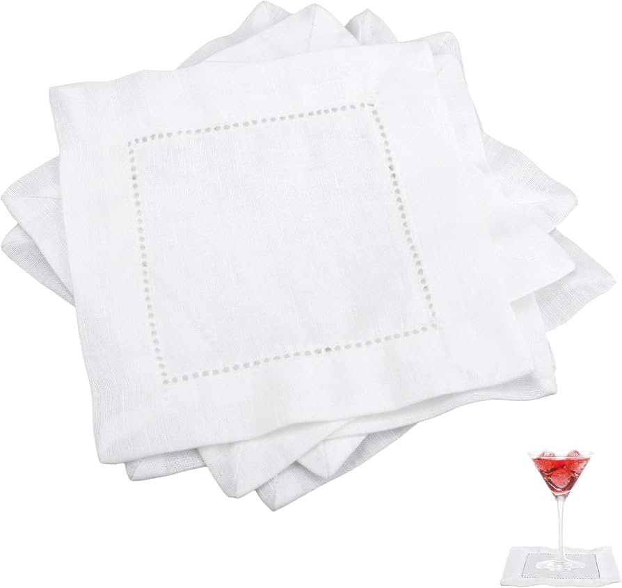 12pcs Linen Cocktail Napkins, Reusable Cloth Fabric Serviettes Napkins | Amazon (US)