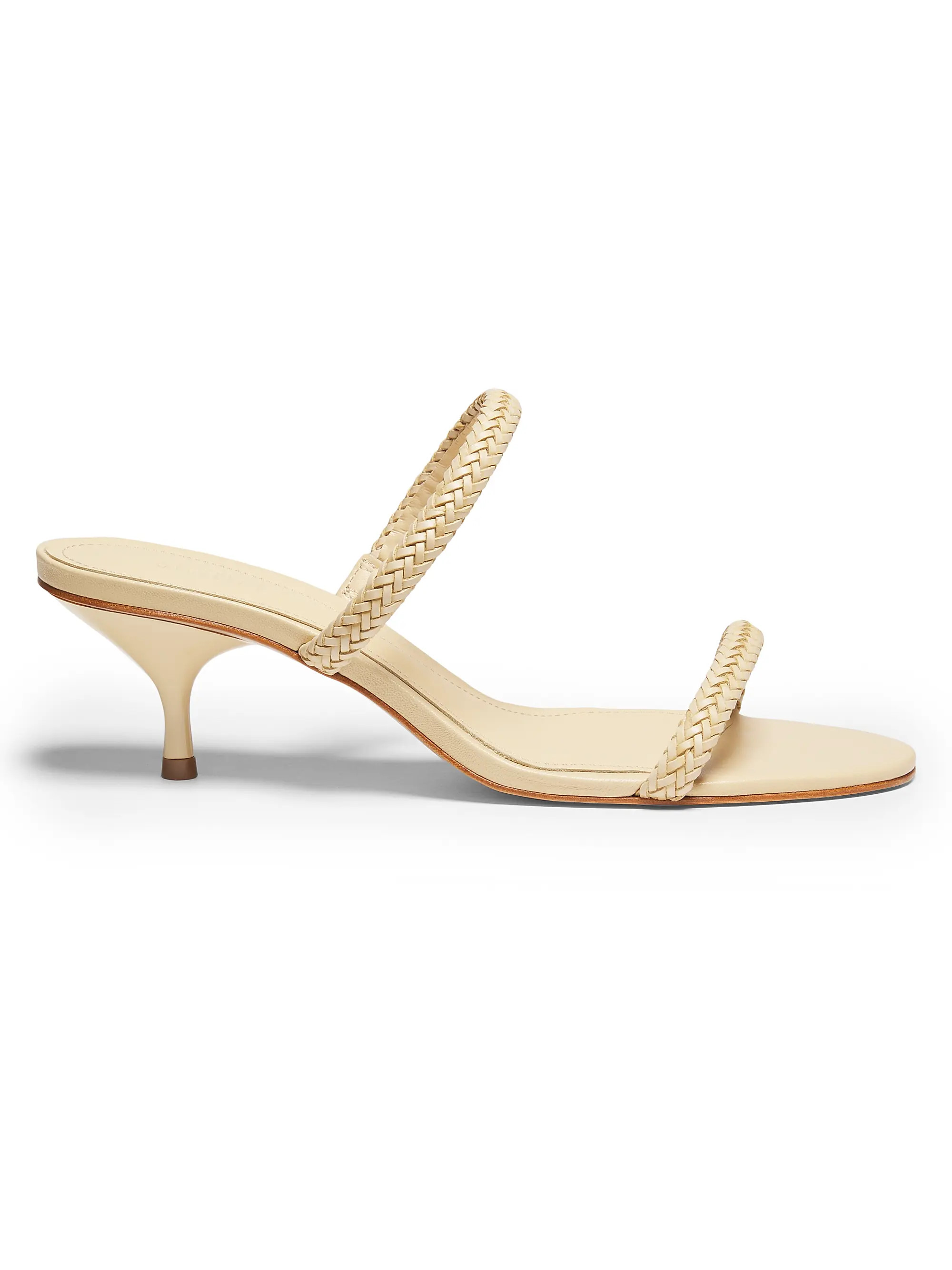 Taliah 50MM Braided Leather Kitten-Heel Sandals | Saks Fifth Avenue