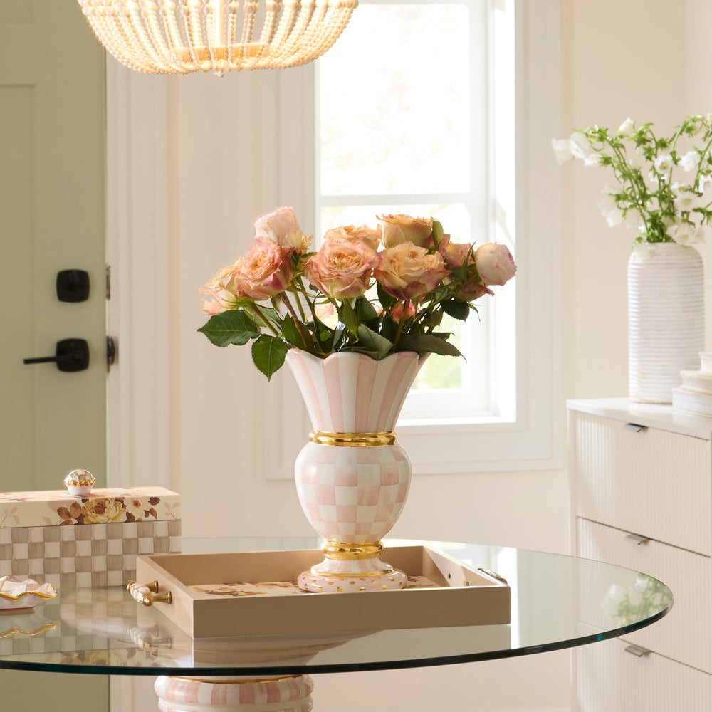Rosy Check Ceramic Great Vase | MacKenzie-Childs