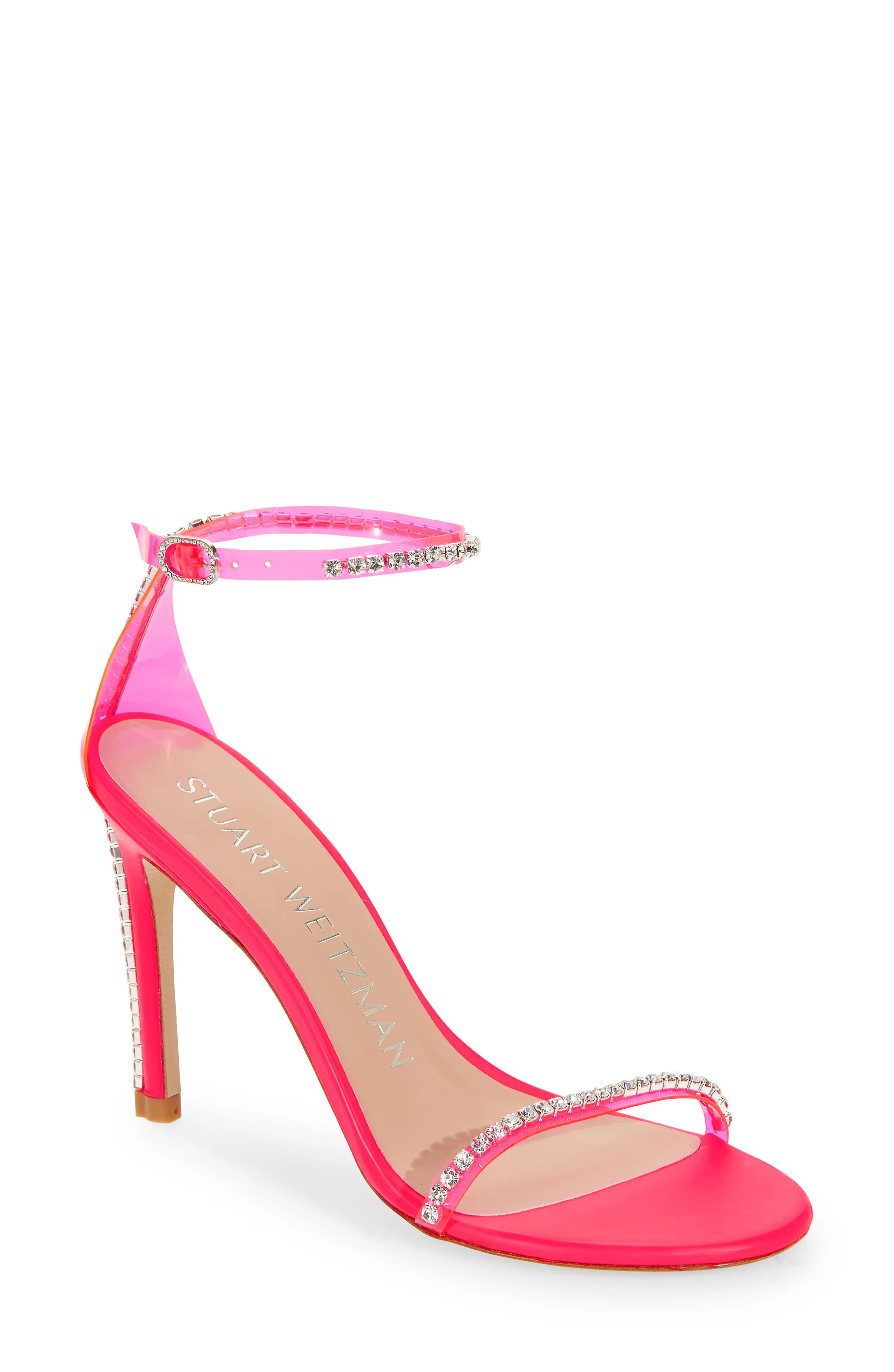 Stuart Weitzman Nudistglam 100 Sandal in Neon Pink/Neon Pink at Nordstrom, Size 9 | Nordstrom
