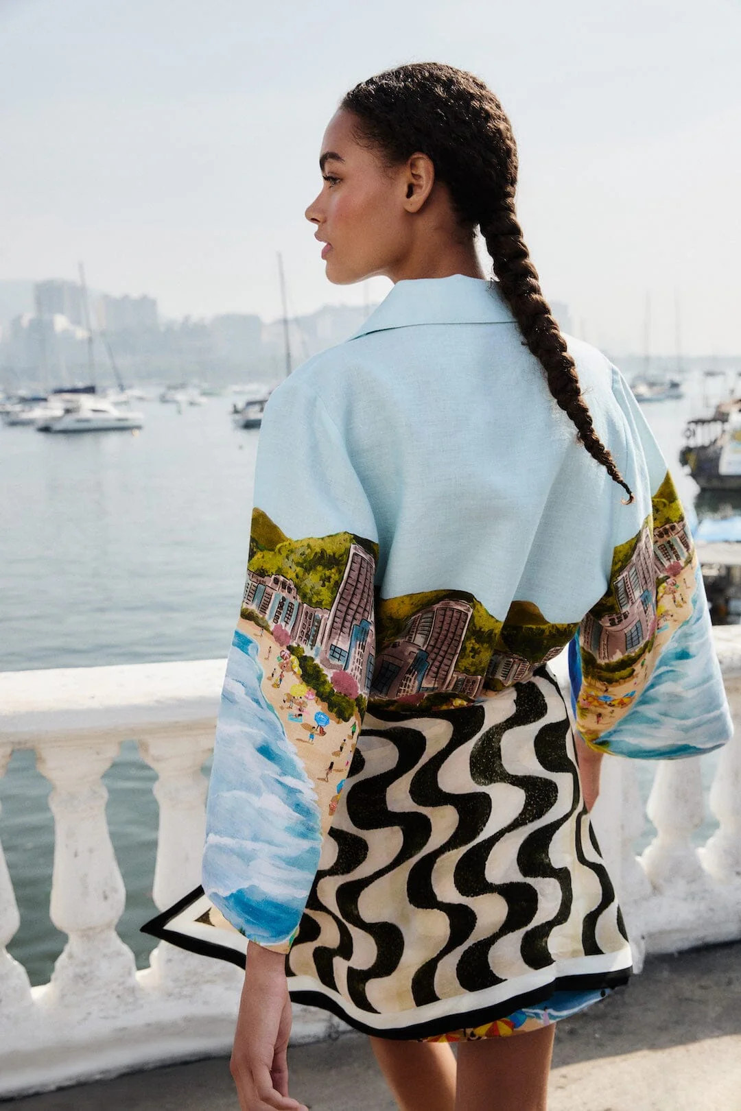 Multicolor Copacabana Beach Euroflax Premium Linen Long Sleeve Kimono | FARM Rio | FarmRio (US)
