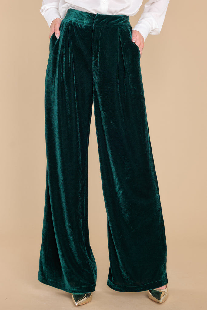 Phenomenally Phenomenal Dark Green Velvet Pants | Red Dress 