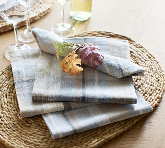 Montecito Plaid Cotton/Linen Napkins - Set of 4 | Pottery Barn (US)