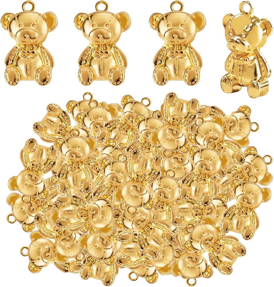 50pcs Cute Bear Charm Pendants Vintage Alloy Lovely Small Animal Bear Dangle Hanging Charms Craft... | Amazon (US)