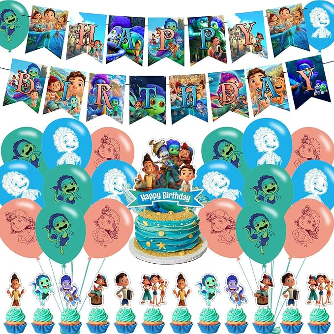 Luca Theme Party Decorations,Luca Birthday Party Supplies Includes Banner - Cake Topper - 12 Cupc... | Amazon (US)