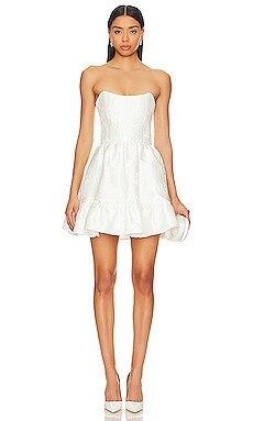 V. Chapman Ginny Corset Mini Dress in White Baroque Floral from Revolve.com | Revolve Clothing (Global)