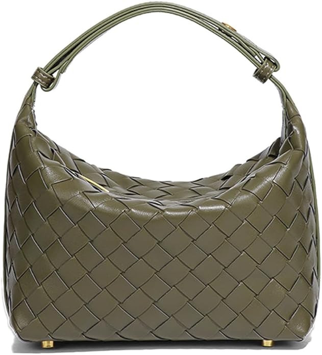 Vegan Leather Woven Hobo Bag – Mini Tote Purse, Braided Underarm Handbag for Women | Amazon (US)