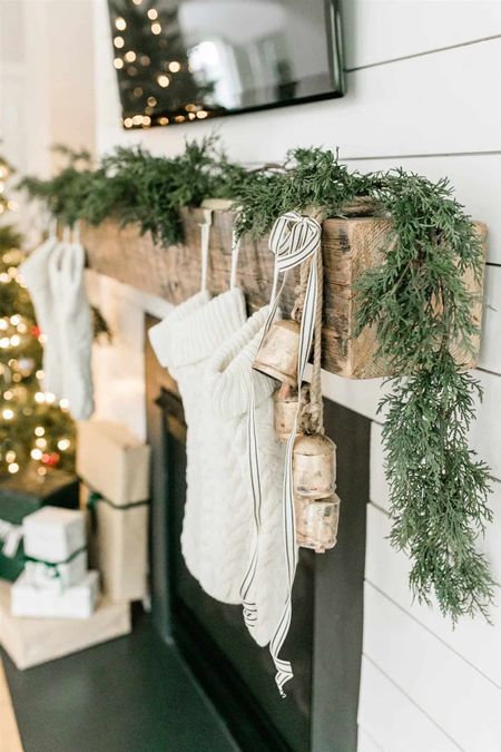 Christmas decor inspiration, mantle, stockings, living room garland 

#LTKhome #LTKSeasonal #LTKHoliday