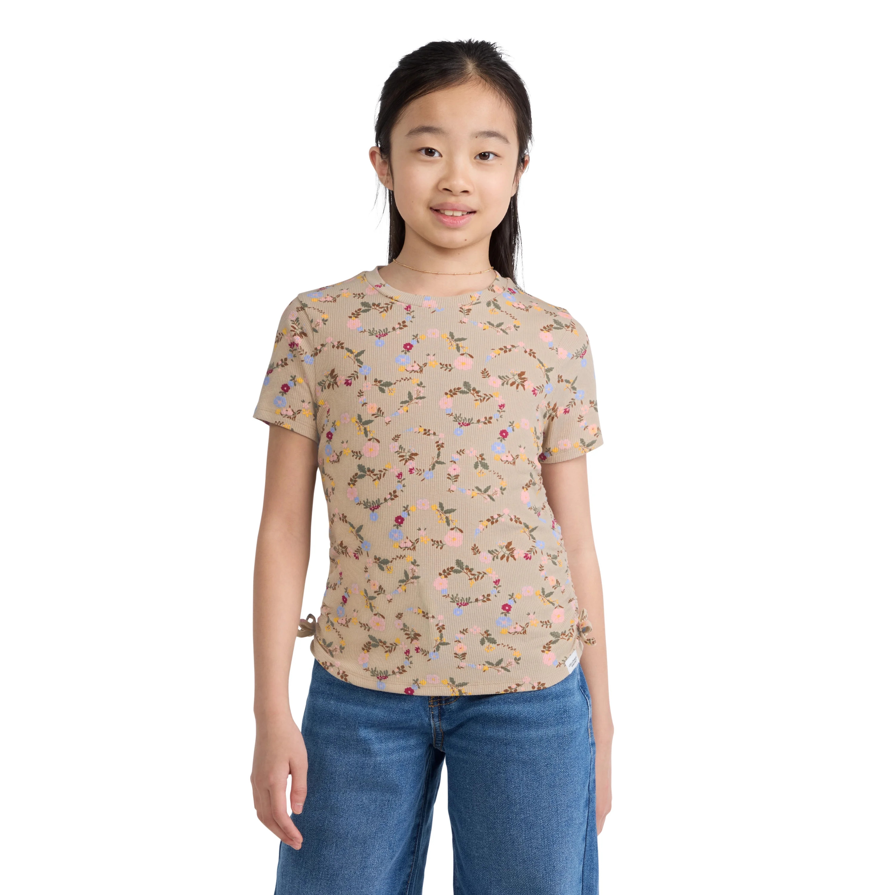 Levi Strauss Signature Girls Ruched Short Sleeve Top, Size 4-16 | Walmart (US)