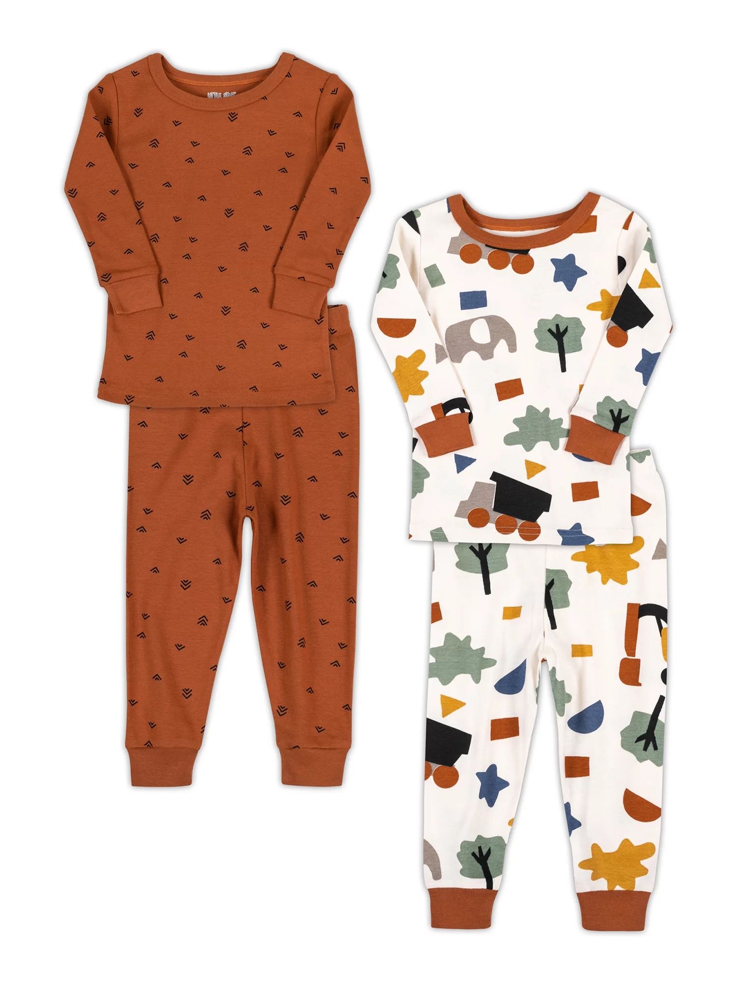 Little Star Organic Baby & Toddler Boy 4 Pc Long Sleeve & Long Pant Pajamas, Size 9 Months - 5T | Walmart (US)