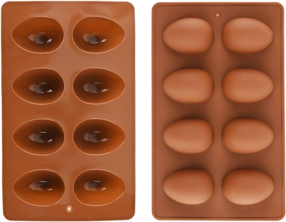 8 Cavity Silicone Egg Pan, Egg Tray, Egg Shape Ice Tray, Silicone Baking Supplies for Cake Decora... | Amazon (US)