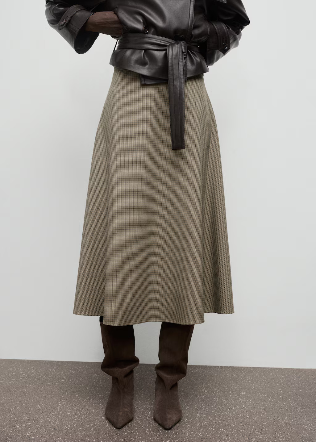 Houndstooth wool-blend skirt - Women | MANGO United Kingdom | Mango (US/MX/AU)