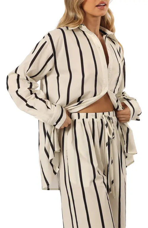 Petal & Pup Silvia Stripe Button-Up Shirt in Cream Stripe at Nordstrom, Size Small | Nordstrom