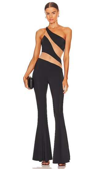 Snake Mesh Fishtail Jumpsuit in Black & Nude Mesh | Revolve Clothing (Global)