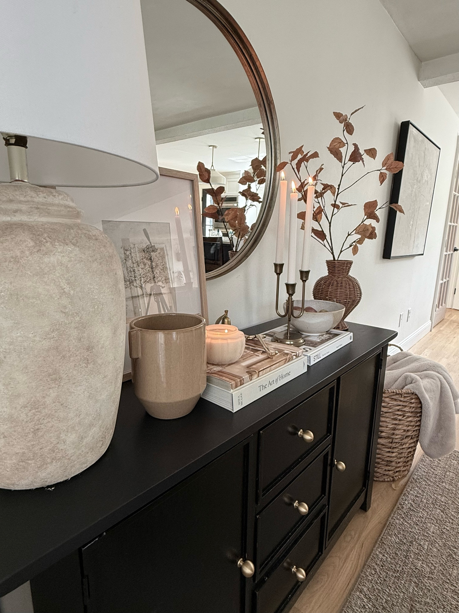 Fall decor
Faux branch, full stem, console table styling console, candelabra, gold candle holder, three candle holder candle, pumpkin, pumpkin candle, rattan vase

#LTKStyleTip #LTKFindsUnder50 #LTKSaleAlert