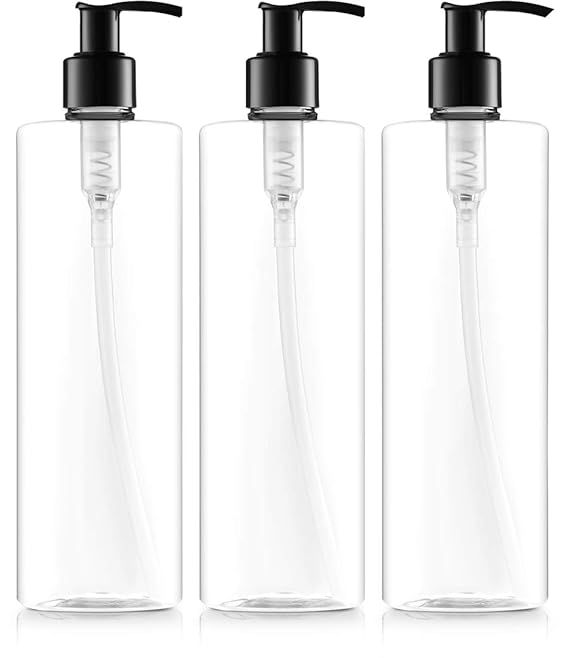 BAR5F Plastic Lotion Bottles with Pump Dispenser, 16 oz | Leak Proof, Empty Clear Cylinder, Refil... | Amazon (US)