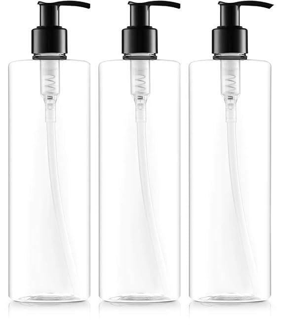 BAR5F Plastic Lotion Bottles with Pump Dispenser, 16 oz | Leak Proof, Empty Clear Cylinder, Refil... | Amazon (US)