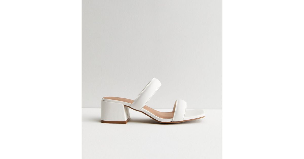 White Padded Strap Block Heel Mule Sandals
						
						Add to Saved Items
						Remove from Save... | New Look (UK)