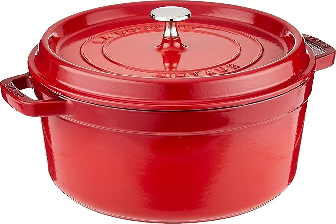 STAUB Cast Iron Dutch Oven 5.5-qt Round Cocotte, Made in France, Serves 5-6, Cherry | Amazon (US)