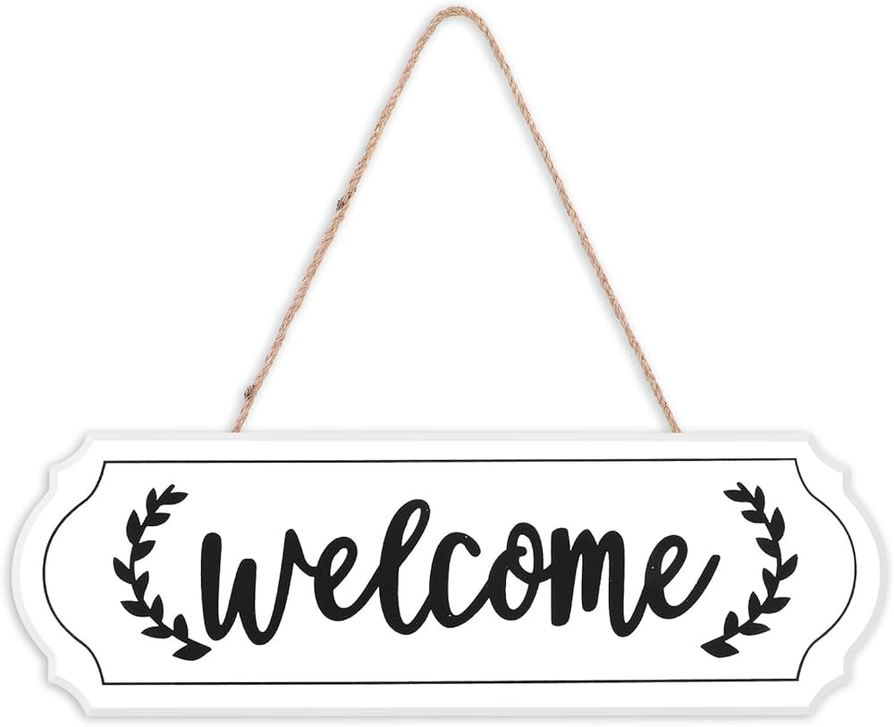 Wooden Welcome Sign for Front Door, Wall Hanging Welcome Sign, Small Door Sign for Farm House, Wh... | Amazon (US)