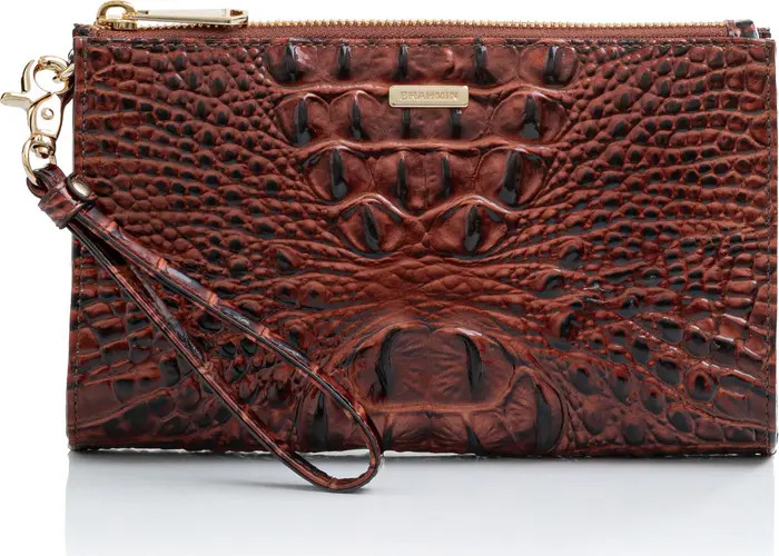 Daisy Croc Embossed Leather Wristlet | Nordstrom