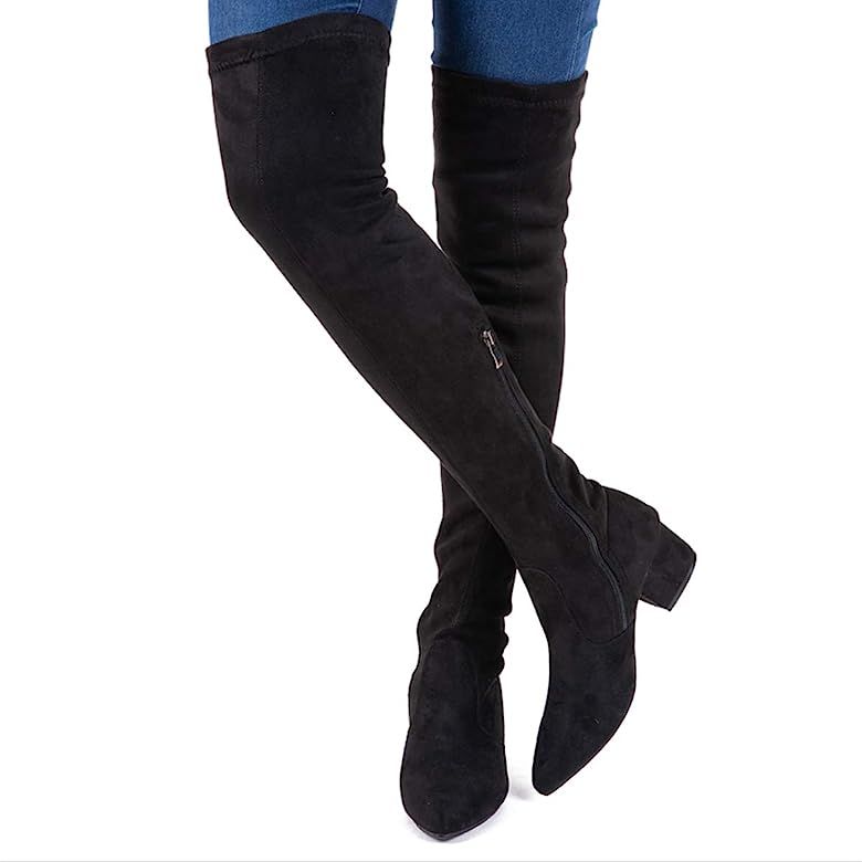 Women Boots Winter Over Knee Long Boots Fashion Boots Heels Autumn Quality Suede Comfort Square H... | Amazon (US)