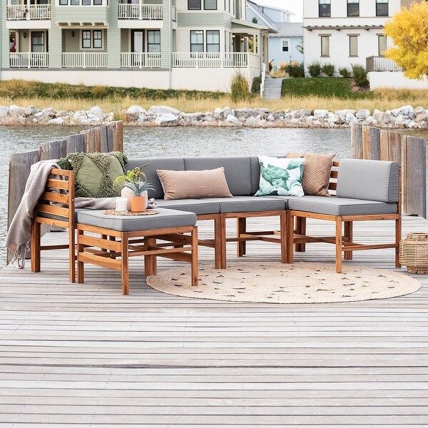 6-Piece Outdoor Modular Sectional by Havenside Home - Brown / Grey | Bed Bath & Beyond