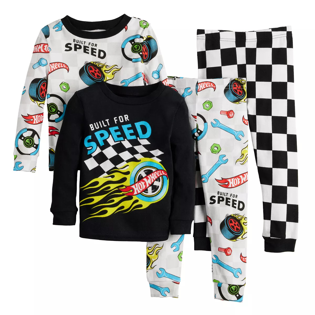 Toddler Boy 4-pc. Hot Wheels Snug Fit Pajama Tops & Pajama Bottoms Set | Kohl's
