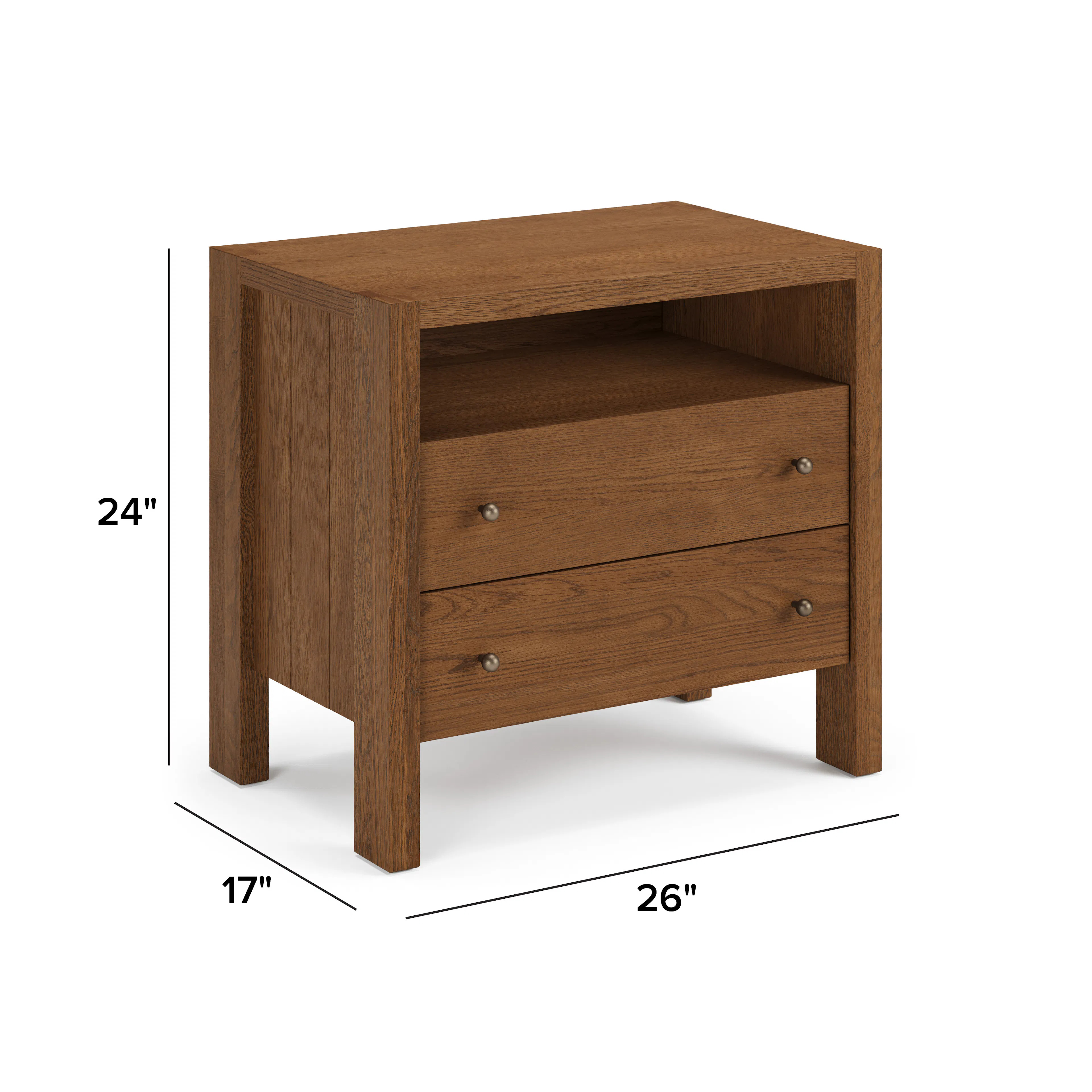 Cassie 2-Drawer Nightstand - Smoked Oak | Article