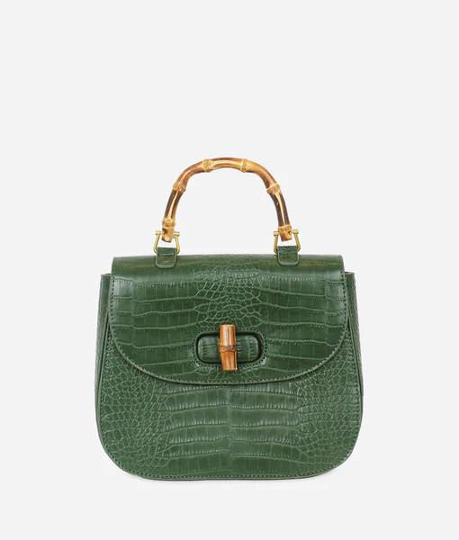 The Bamboo Shoulder Bag - Croc Emerald | Fawn Design