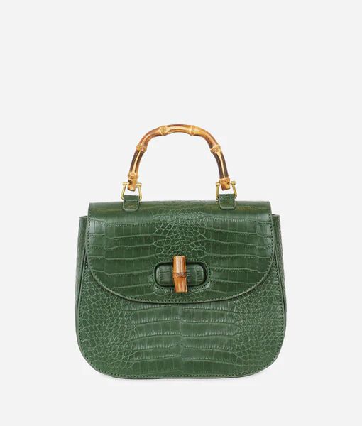 The Bamboo Shoulder Bag - Croc Emerald | Fawn Design