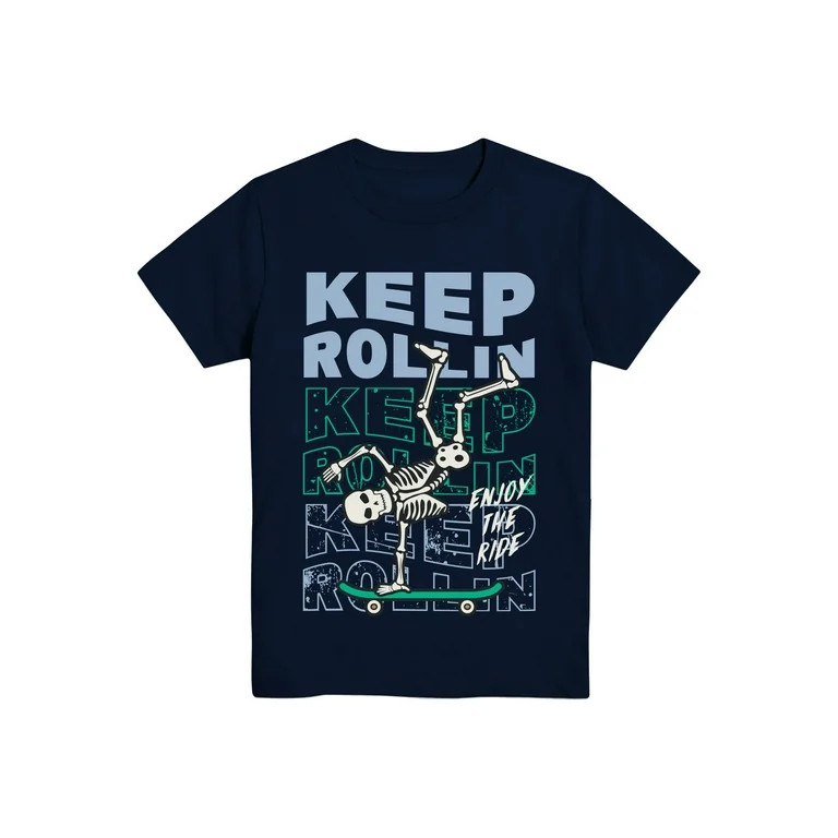 Wonder Nation Boys Keep Rollin, Crew Neck, Short Sleeve, Graphic T-Shirt, Sizes 4-18 | Walmart (US)