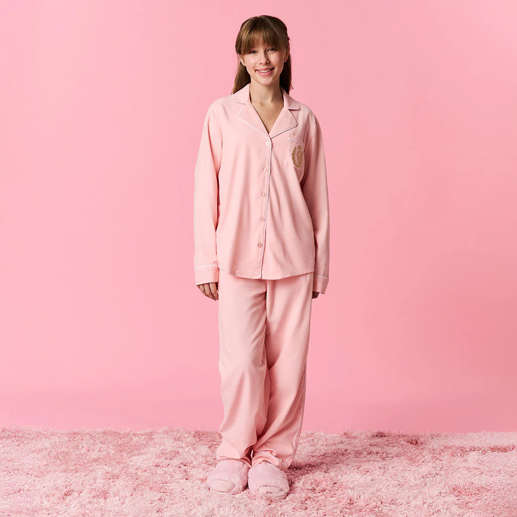 Solid Pink Luxe Womens Pajamas | Powder Pink | Posh Peanut