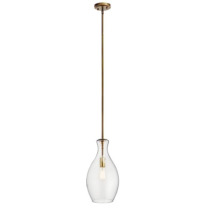 Kichler 42047NBR Everly Pendant, 1-Light 100 Watts, Natural Brass | Amazon (US)