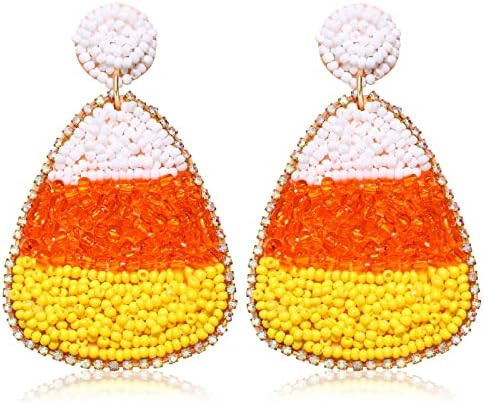 Halloween Beaded Boo Earrings for Women - Spooky Ghost Pumpkin Drop Dangle Jewelry - Handmade Got... | Amazon (US)