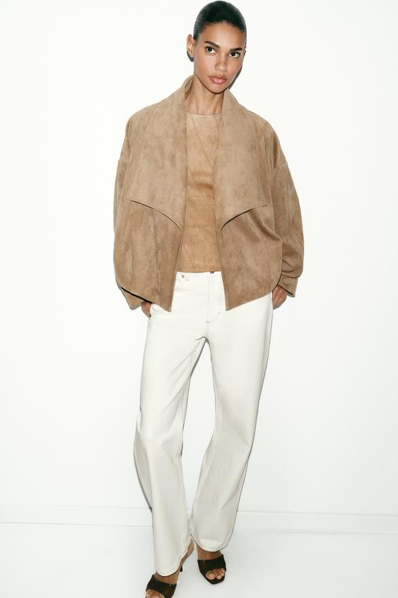 FAUX SUEDE WRAP JACKET | Zara US