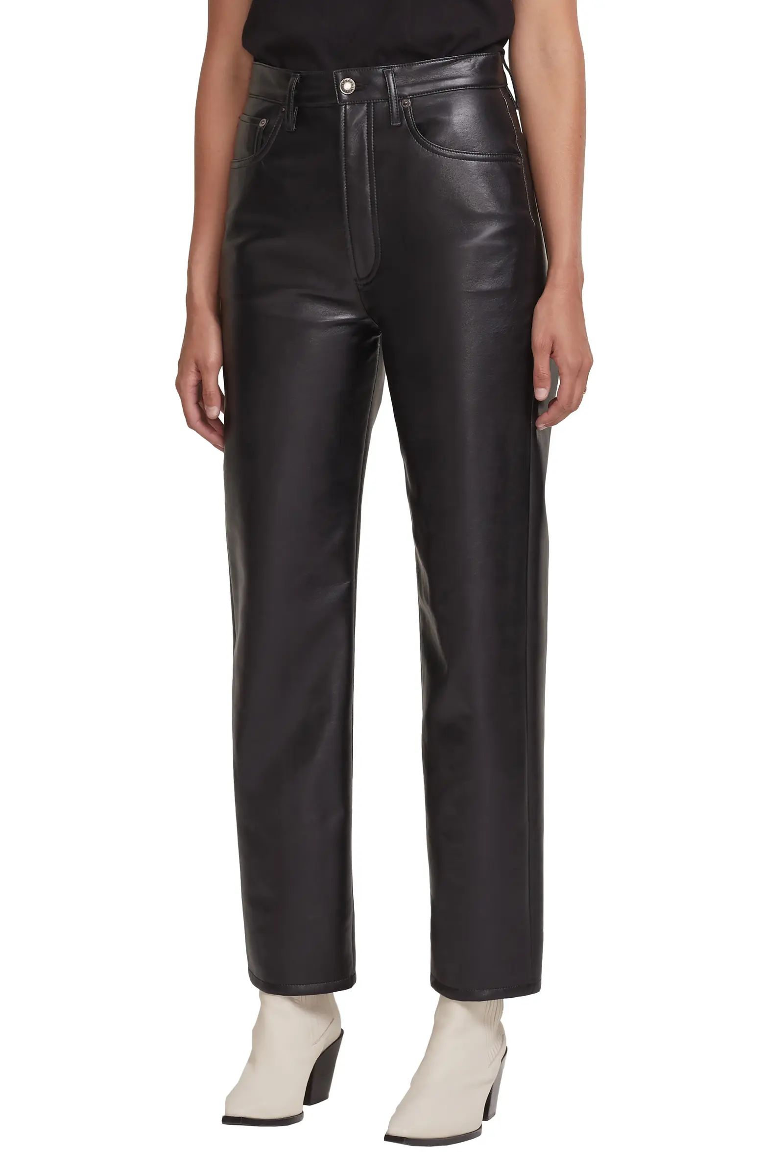AGOLDE '90s Pinch Waist Recycled Leather Blend High Waist Pants | Nordstrom | Nordstrom