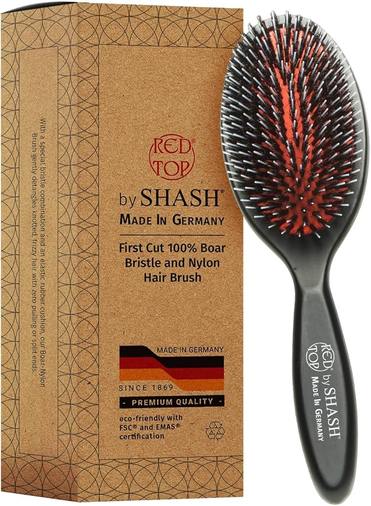 SHASH Since 1869 Hand Made In Germany - Nylon, 100% First Cut Boar Bristle Brush Suitable For Nor... | Amazon (US)