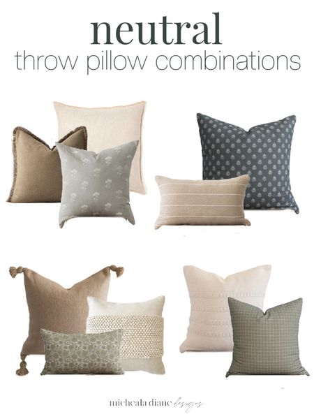 Neutral throw pillow combinations. Spring throw pillows. 

#LTKSeasonal #LTKhome