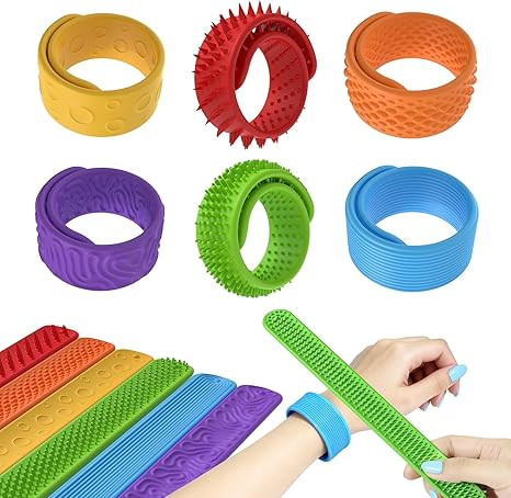 Slap Bracelets Sensory Fidget Toys for Kids Teens and Adults, 6PCS Silicone Textured Snap Bracele... | Amazon (US)