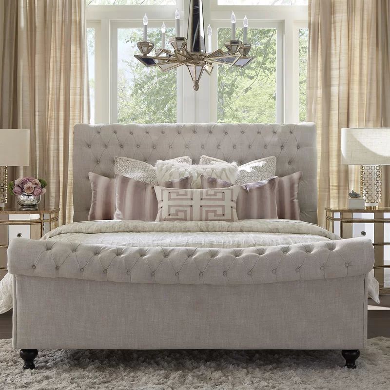 JACKIE - CREPE Tufted Upholstered Sleigh Bed | Wayfair North America