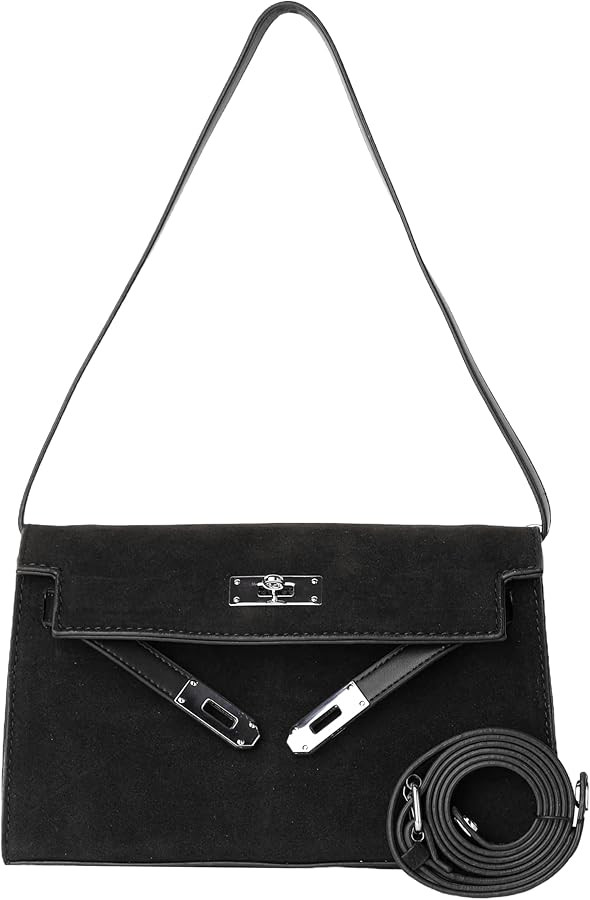 Suede Shoulder Bag, Crossbody Style with Flap and Buckle Closure | Amazon (US)