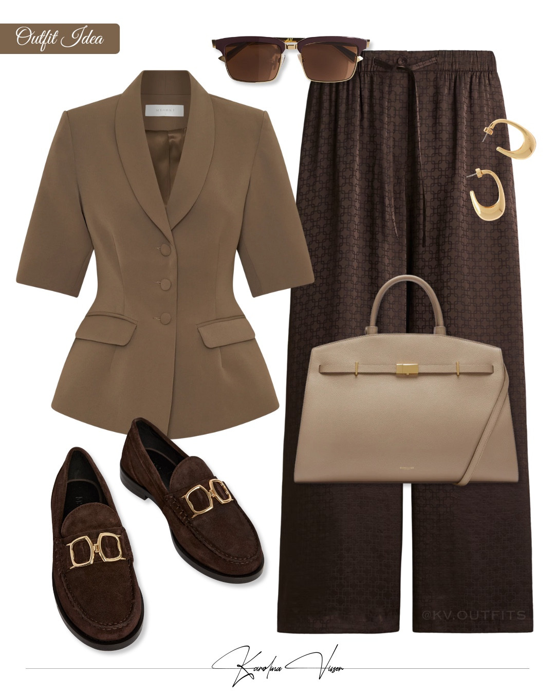 Short Sleeve Blazer - Brown Tones 

Tags: brown short sleeve blazer opal meshki brown wide trousers h&m beige bag hudson demellier brown suede loafers m&s gold hoop earrings mint velvet workwear timeless fashion office look summer outfit 

#LTKsummer #LTKstyletip #LTKworkwear