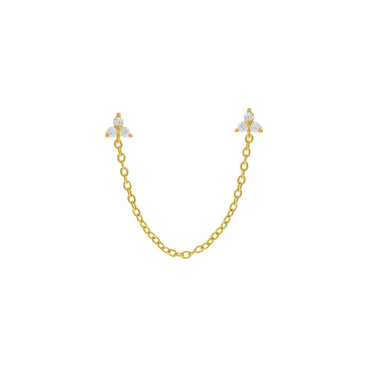 Double Trio Cluster Chain Stud Earring | Adina Eden