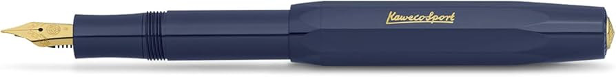 Kaweco CLASSIC SPORT Fountain Pen Navy Blue with 23 Carat Gold-Plated Steel Nib and Iridium Tip f... | Amazon (US)
