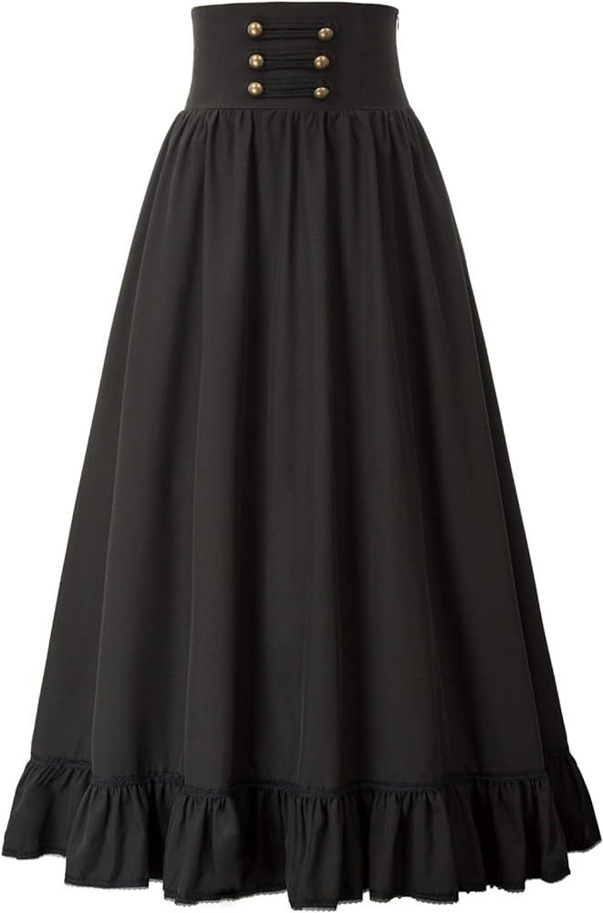 SCARLET DARKNESS Women Victorian Maxi Skirt Gothic Steampunk High Waist Skirt | Amazon (US)